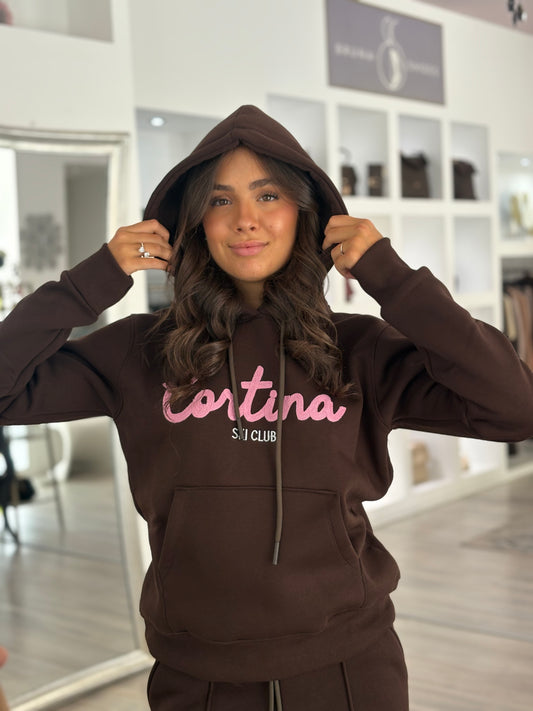 TUTA FELPATA CORTINA CIOCCOLATO