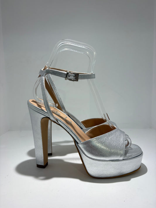 SANDALO ANDREA PINTO VERA PELLE LAMINATA ARGENTO + PLATFORM