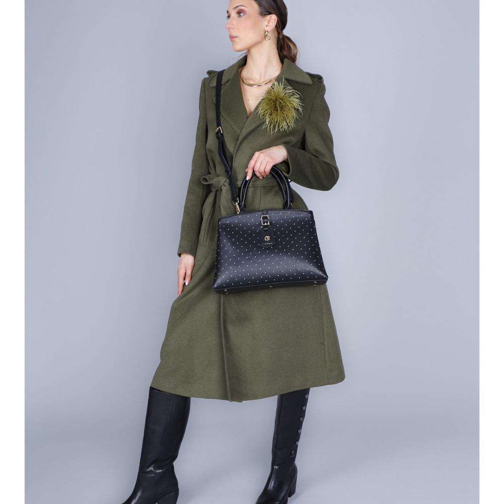 BORSA CAFENOIR NERO CON MICRO BORCHIE