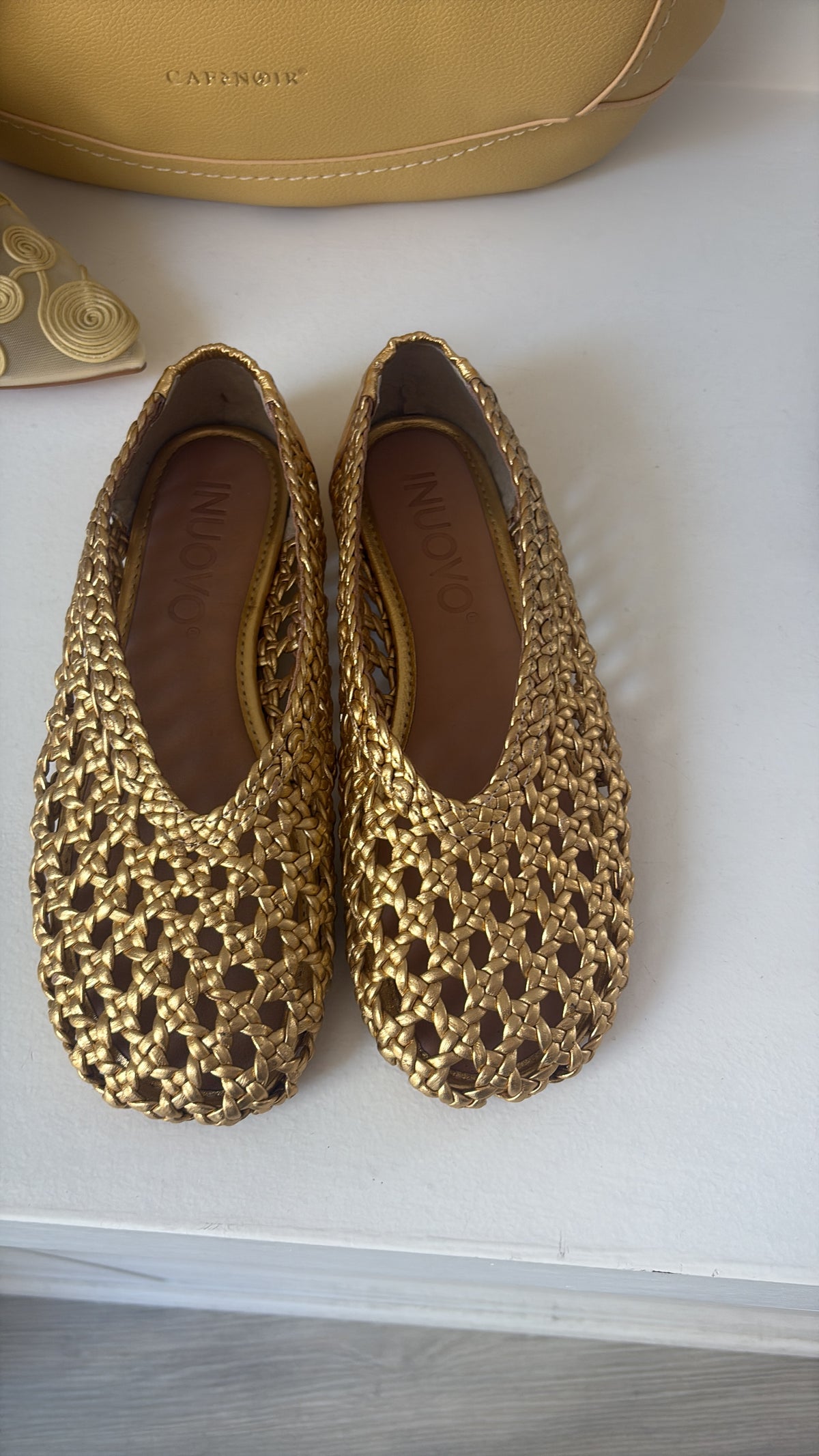 BALLERINA I NUOVO PELLE INTRECCIATA ORO