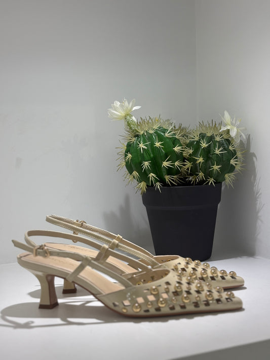 SLINGBACK TOSCA BLU BURRO E BORCHIE ORO