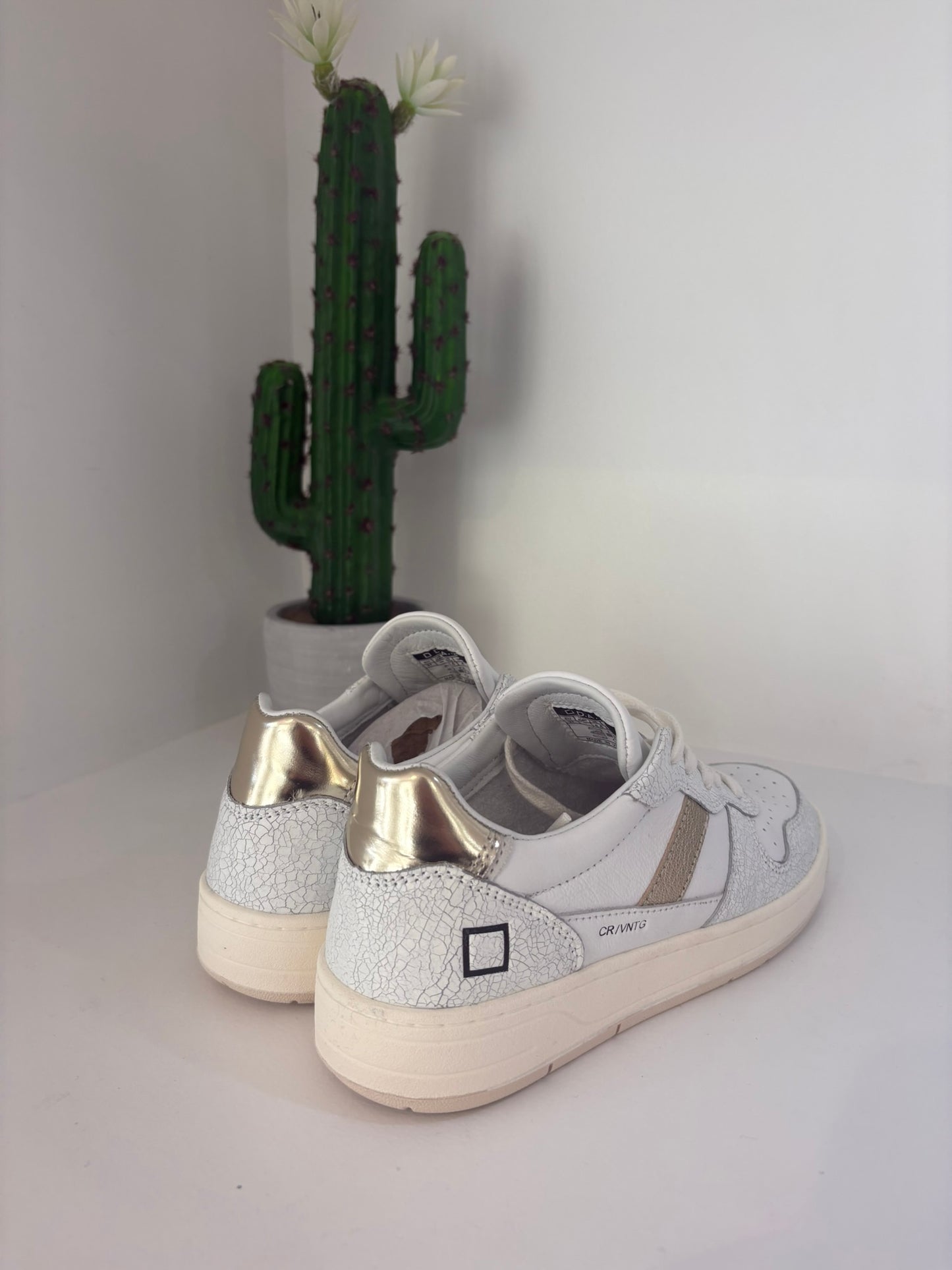 SNEAKERS DATE COURT 2.0 VINTAGE CALF IN VERA PELLE BIANCO