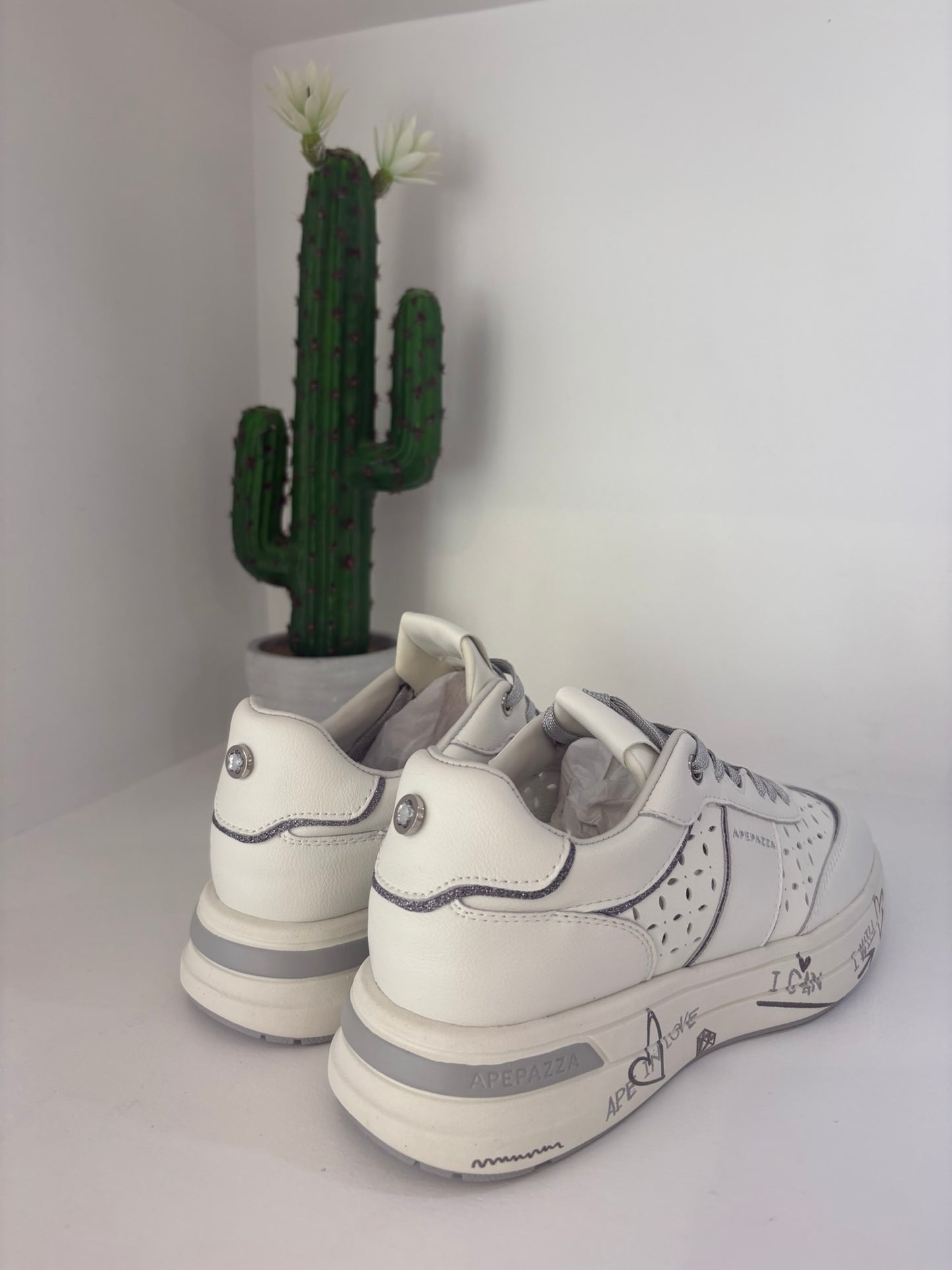 SNEAKERS APE PAZZA IN PELLE MORBIDA BIANCA