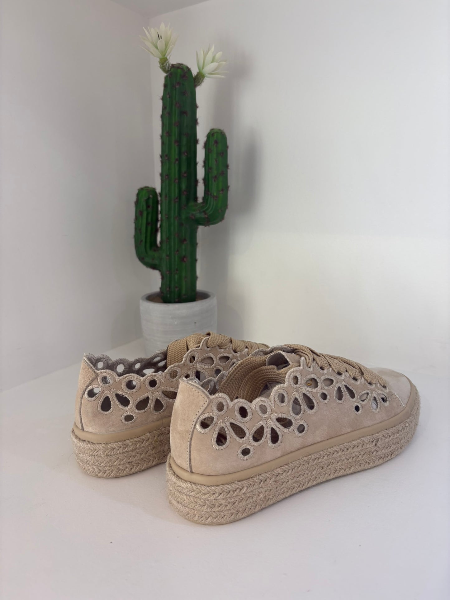 ESPADRILLAS CAFENOIR IN PELLE SCAMOSCIATA BEIGE