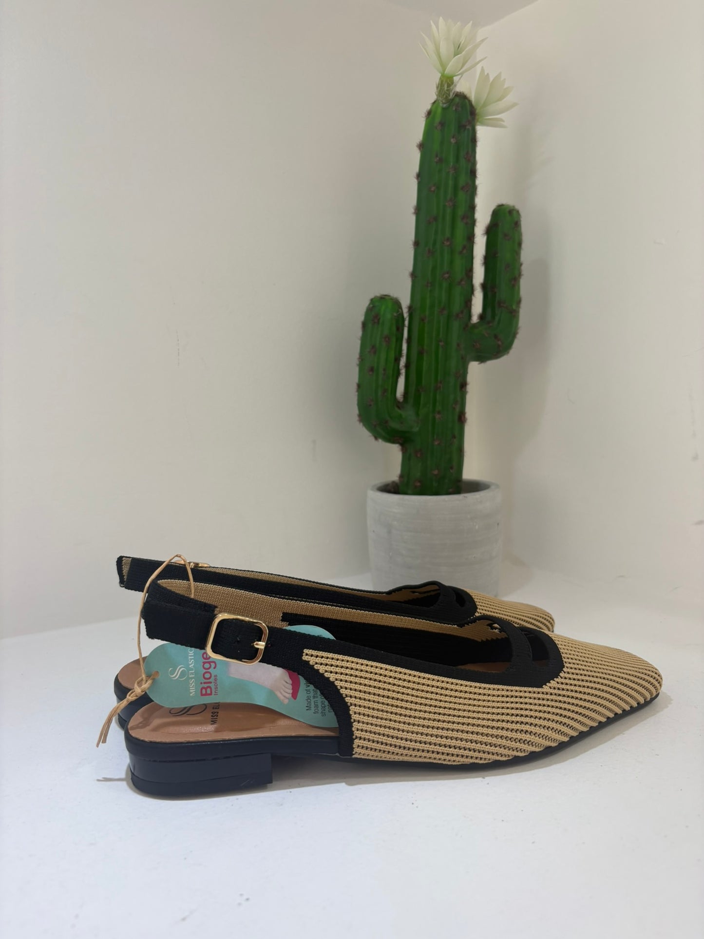 SLINGBACK MISS ELASTIC CUOIO/BEIGE