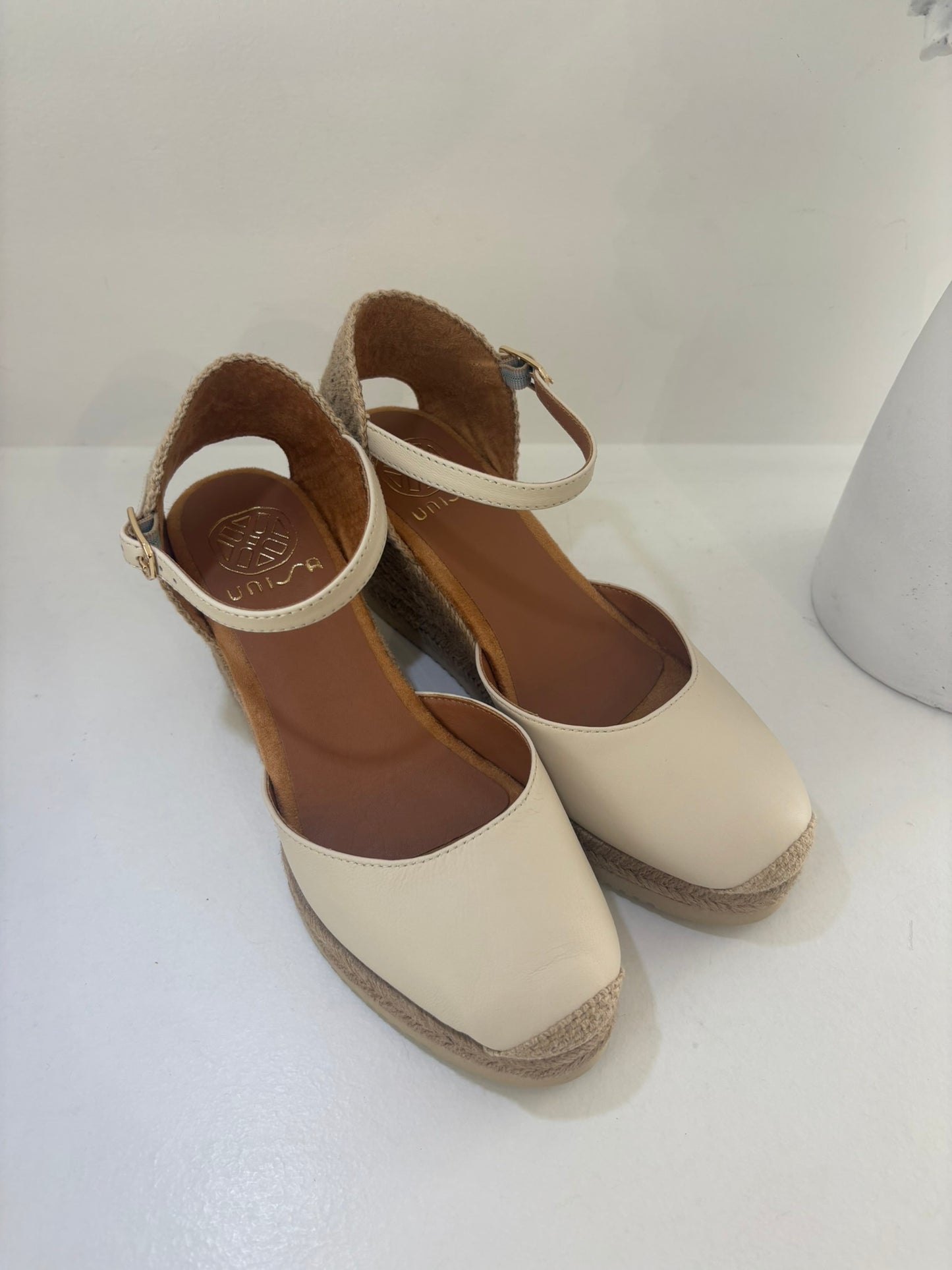 ESPADRILLAS UNISA IN VERA PELLE BURRO TACCO 7