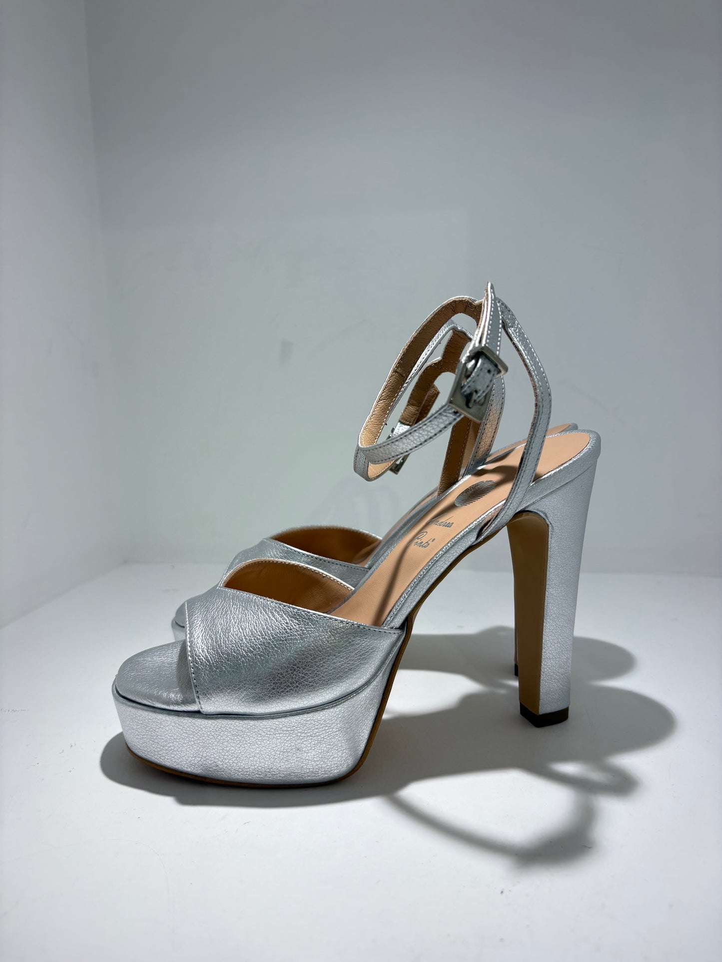 SANDALO ANDREA PINTO VERA PELLE LAMINATA ARGENTO + PLATFORM