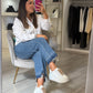 SNEAKER TOSCA BLU BIANCO FIOCCHETTI