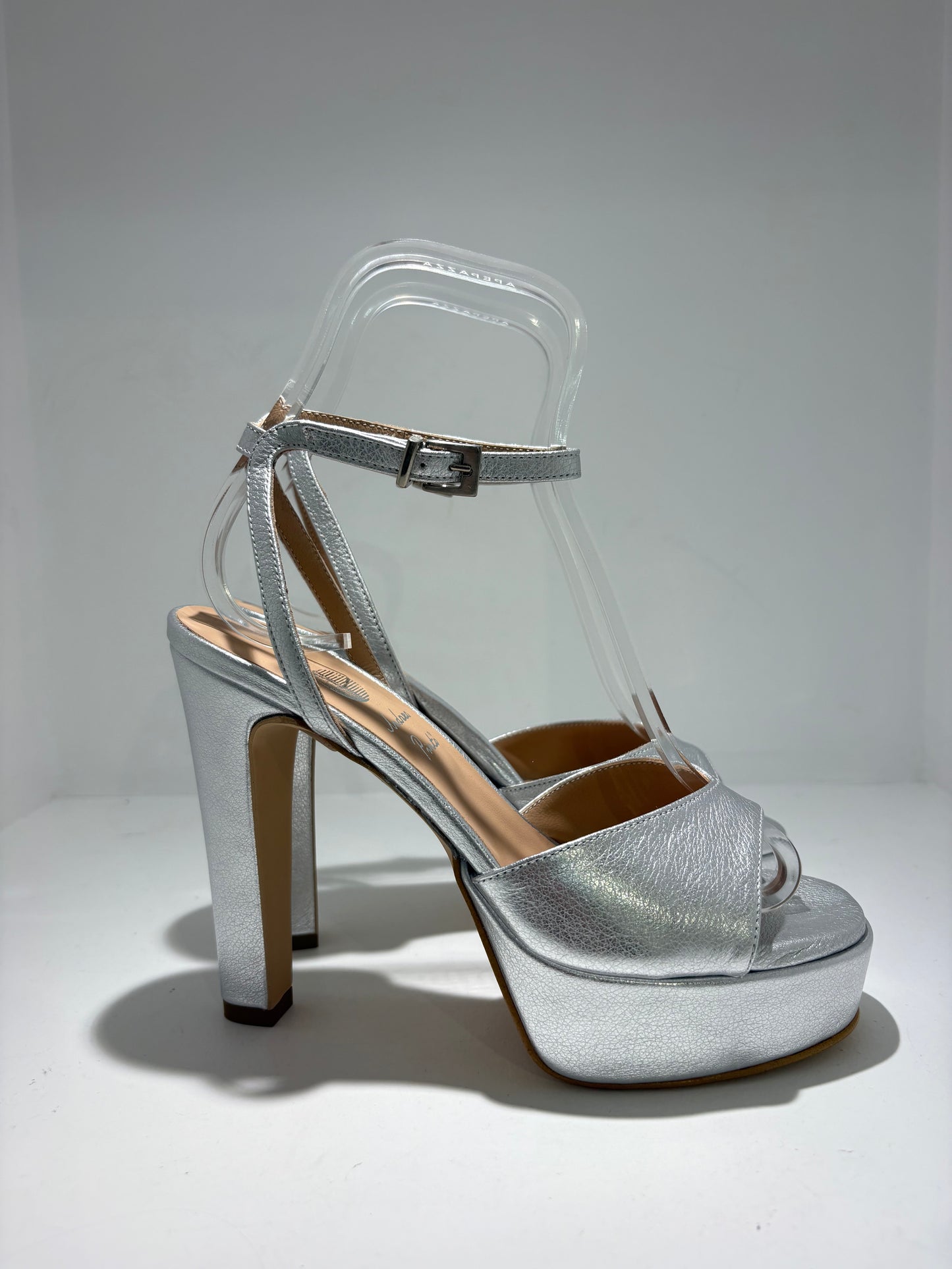 SANDALO ANDREA PINTO VERA PELLE LAMINATA ARGENTO + PLATFORM