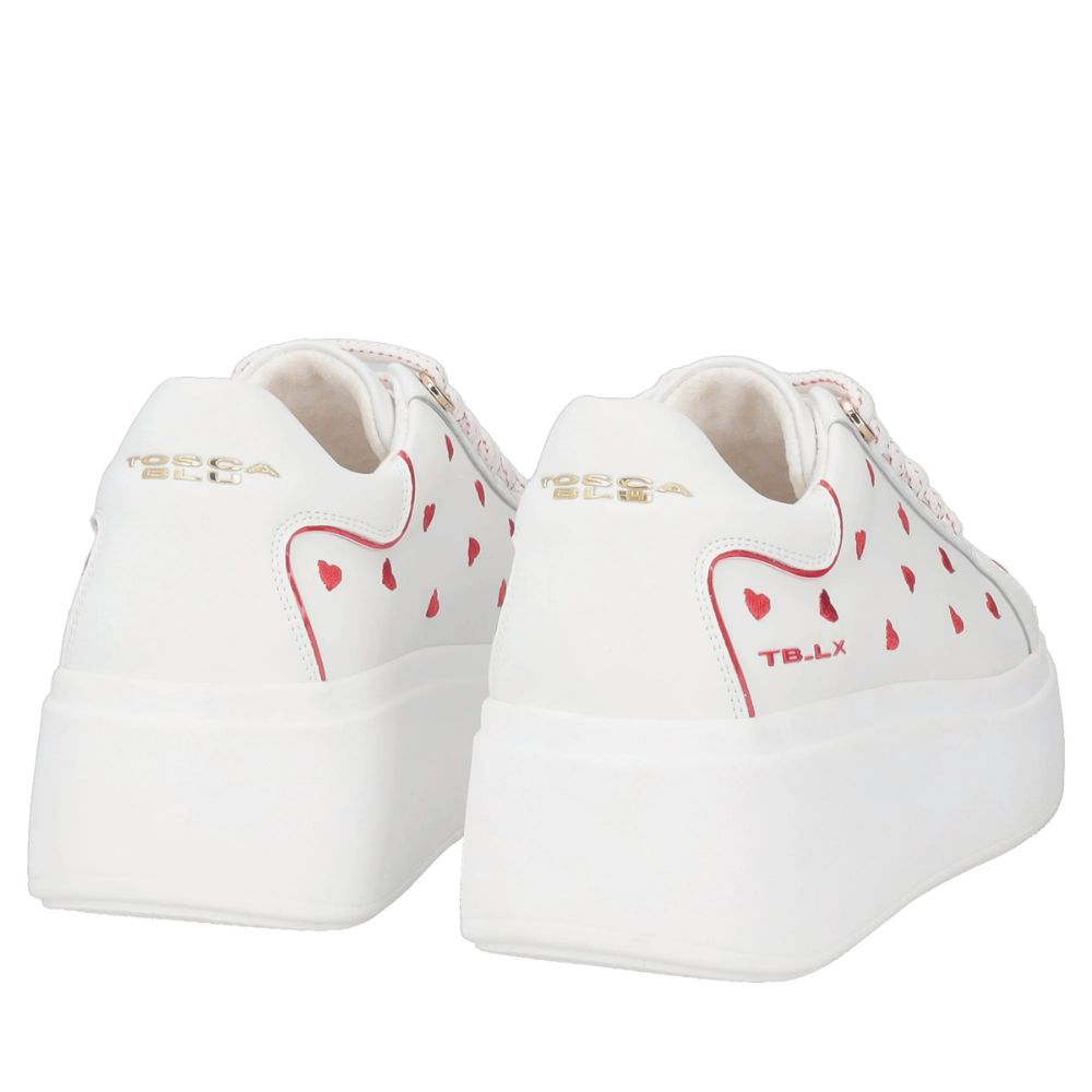 SNEAKERS CLARA TOSCA BLU BIANCO CON CUORI ROSSI