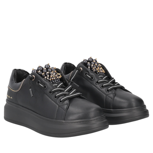 SLIP-ON TOSCA BLU NERO CON PERLE