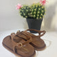 SANDALO FLAT IN PELLE BISCOTTO