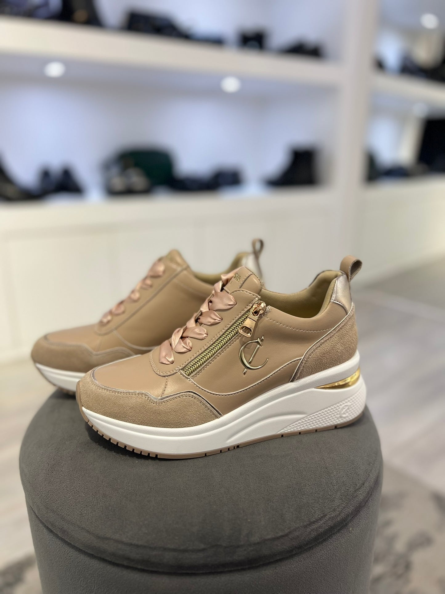 Sneakers Cafenoir Beige con zeppa