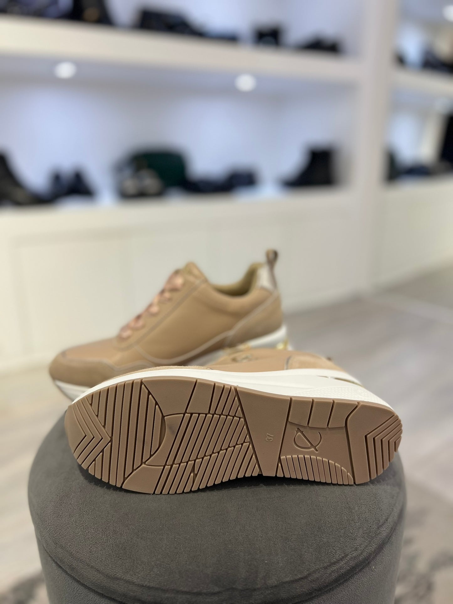 Sneakers Cafenoir Beige con zeppa