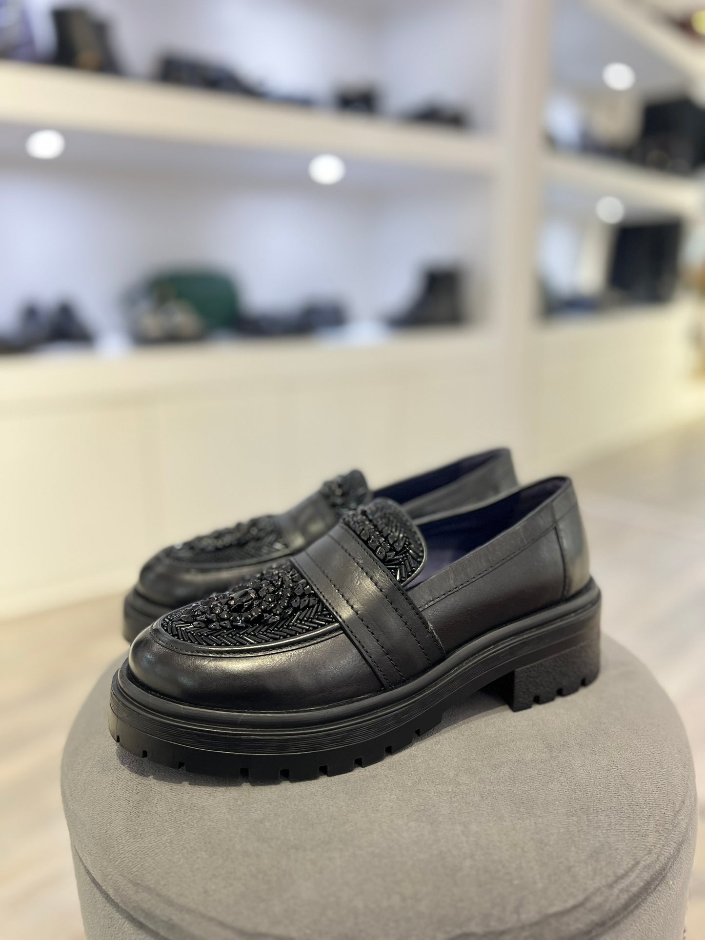 Mocassino Ape Pazza nero con strass