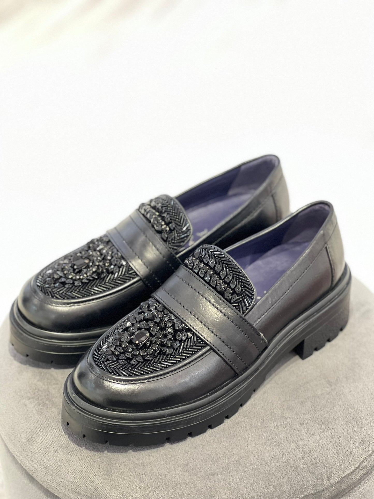 Mocassino Ape Pazza nero con strass