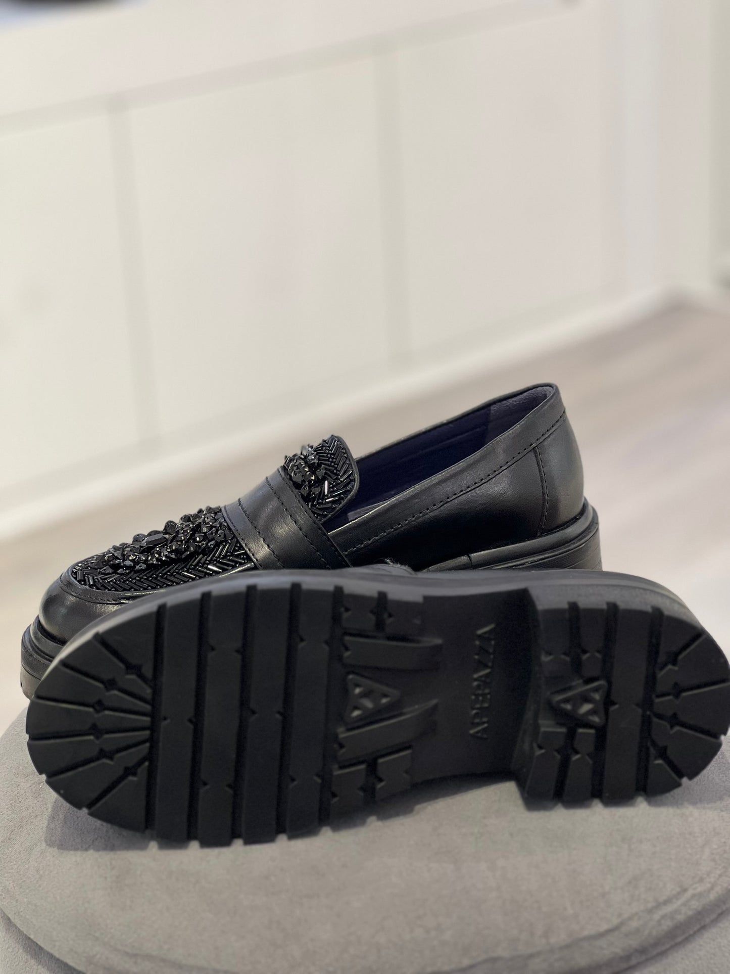 Mocassino Ape Pazza nero con strass