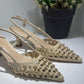 SLINGBACK TOSCA BLU BURRO E BORCHIE ORO