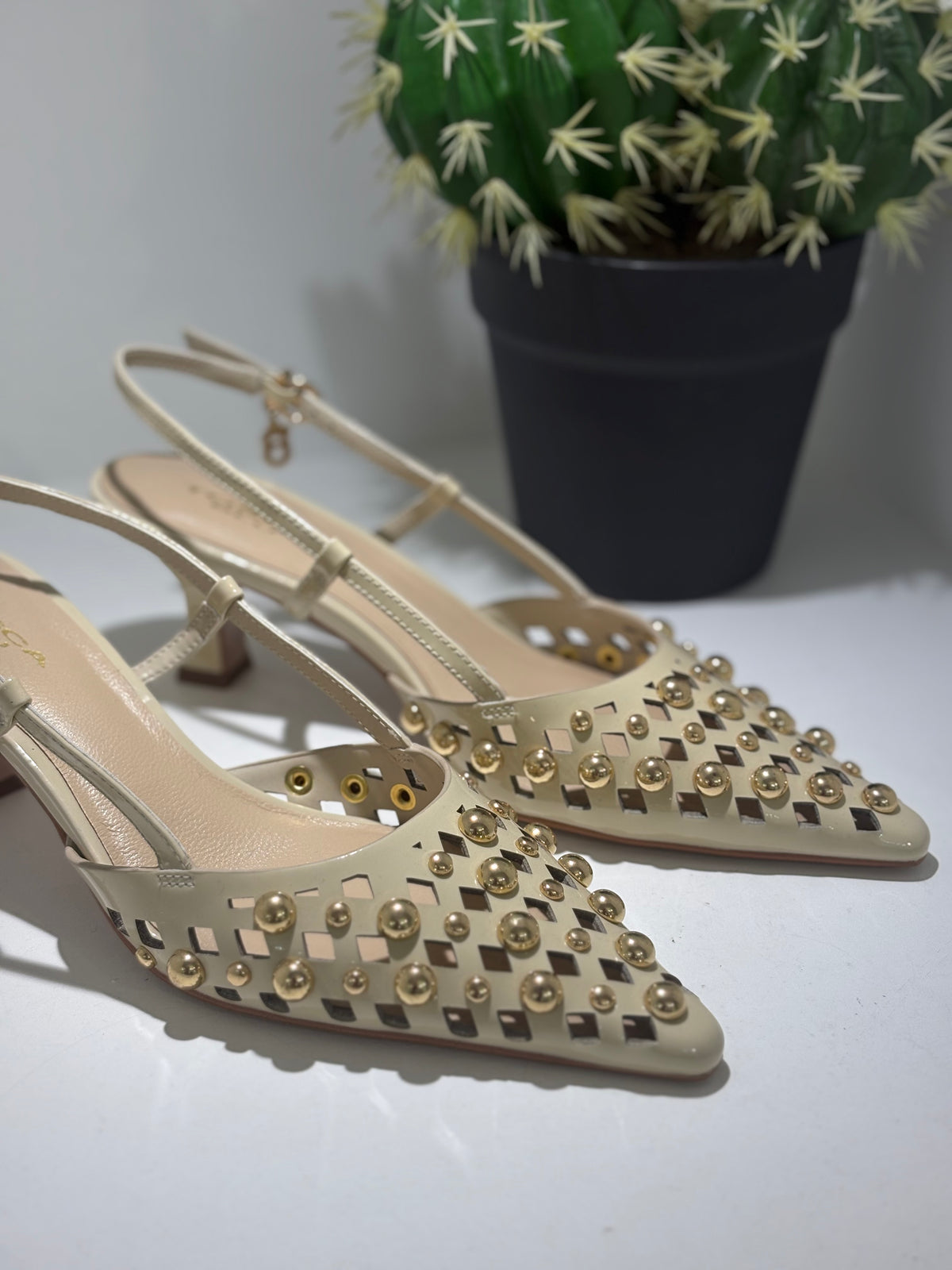 SLINGBACK TOSCA BLU BURRO E BORCHIE ORO