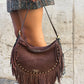 BORSA TOSCA BLU IN PELLE SUEDE MARRONE