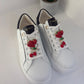 SNEAKER TOSCA BLU IN PELLE BIANCO E FRAGOLE TACCO 6CM