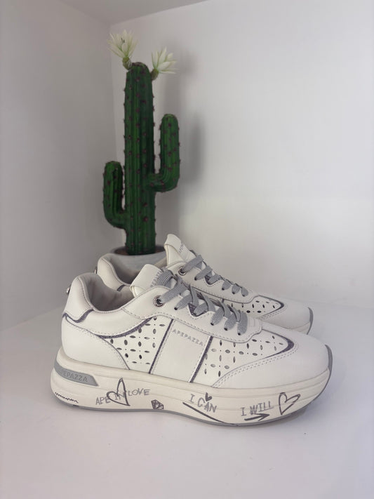 SNEAKERS APE PAZZA IN PELLE MORBIDA BIANCA