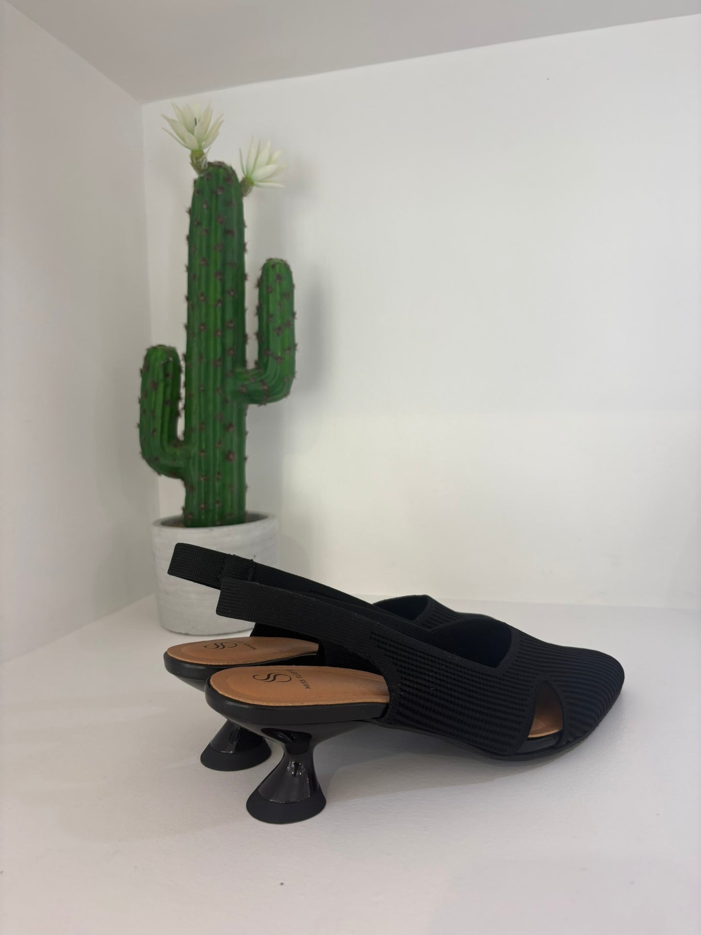 SLINGBACK MISS ELASTIC NERO
