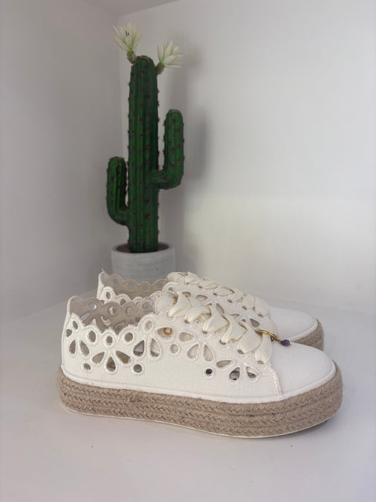 ESPADRILLAS CAFENOIR IN TELA BIANCO