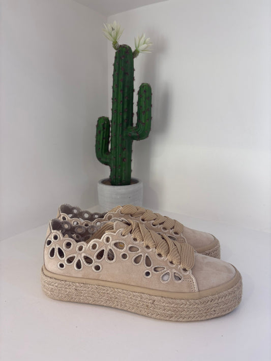 ESPADRILLAS CAFENOIR IN PELLE SCAMOSCIATA BEIGE