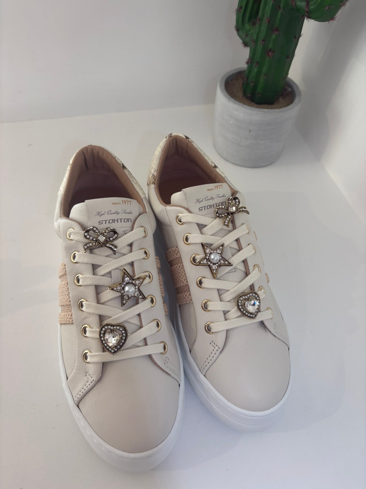 SNEAKER STOKTON IN VERA PELLE CREMA