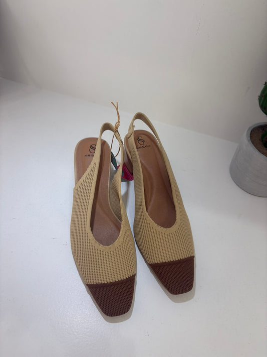 SLINGBACK MISS ELASTIC CREMA/CUOIO TACCO 5
