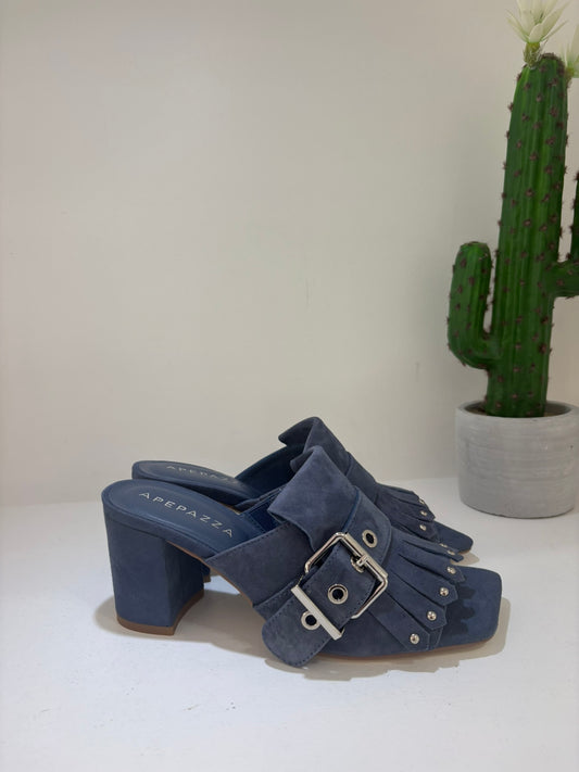 SABOAT APE PAZZA IN PELLE SCAMOSCIATA CELESTE