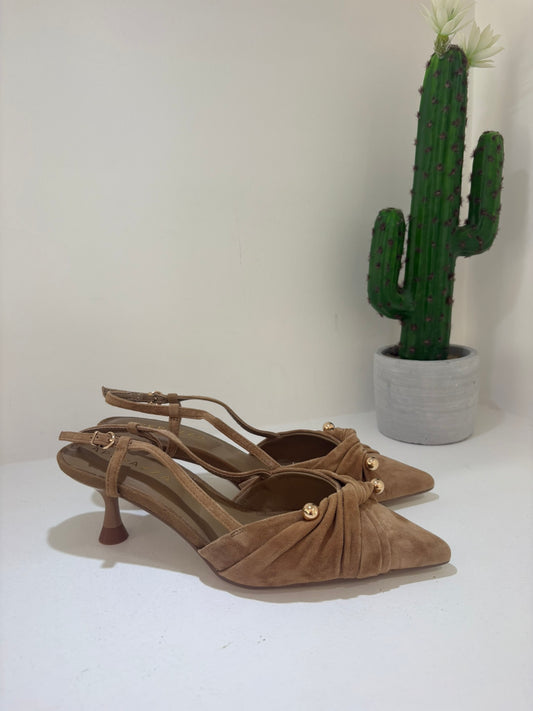 SLINGBACK APE PAZZA PELLE SCAMOSCIATA CUOIO