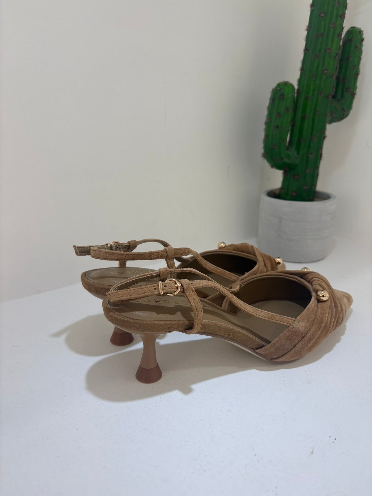 SLINGBACK APE PAZZA PELLE SCAMOSCIATA CUOIO