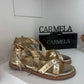SANDALO CARMELA BORCHIE IN PELLE PLATINO