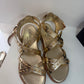 SANDALO CARMELA BORCHIE IN PELLE PLATINO