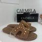 CIABATTA CARMELA PELLE SCAMOSCIATA E BORCHIE