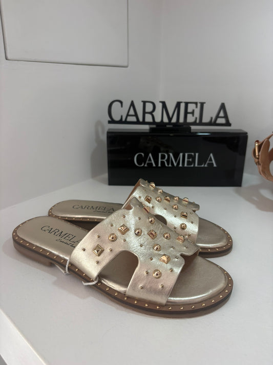 CIABATTA CARMELA VERA PELLE PLATINO