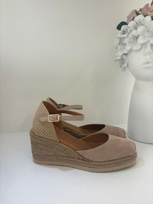 ESPADRILLAS UNISA IN VERA SCAMOSCIATA NUDE TACCO 7