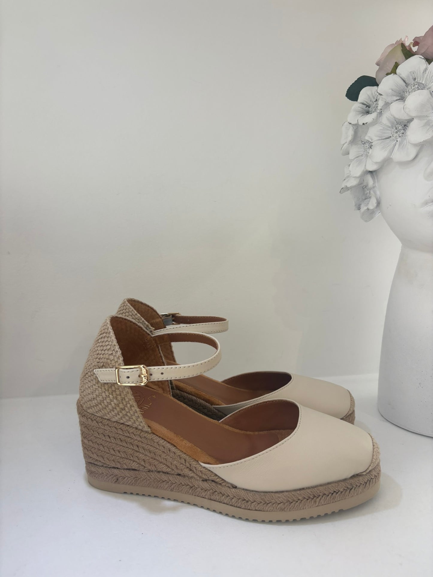 ESPADRILLAS UNISA IN VERA PELLE BURRO TACCO 7