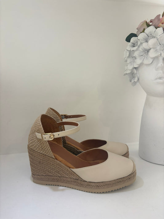 ESPADRILLAS UNISA IN VERA PELLE BURRO TACCO 8.5