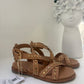 SANDALO CARMELA BORCHIE IN PELLE BEIGE