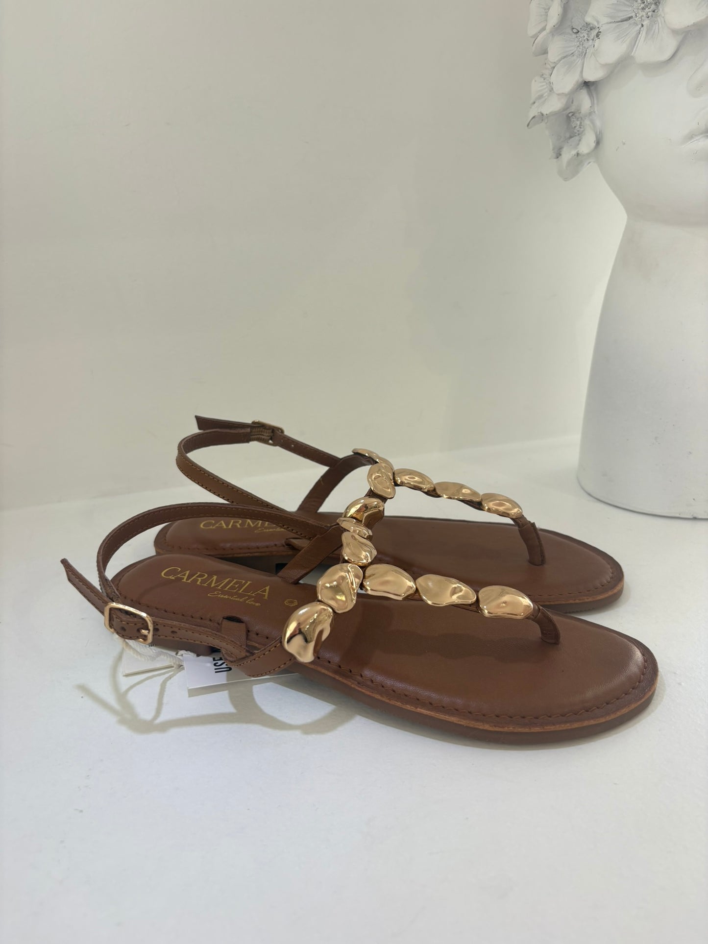 INFRADITO CARMELA IN VERA PELLE CUOIO
