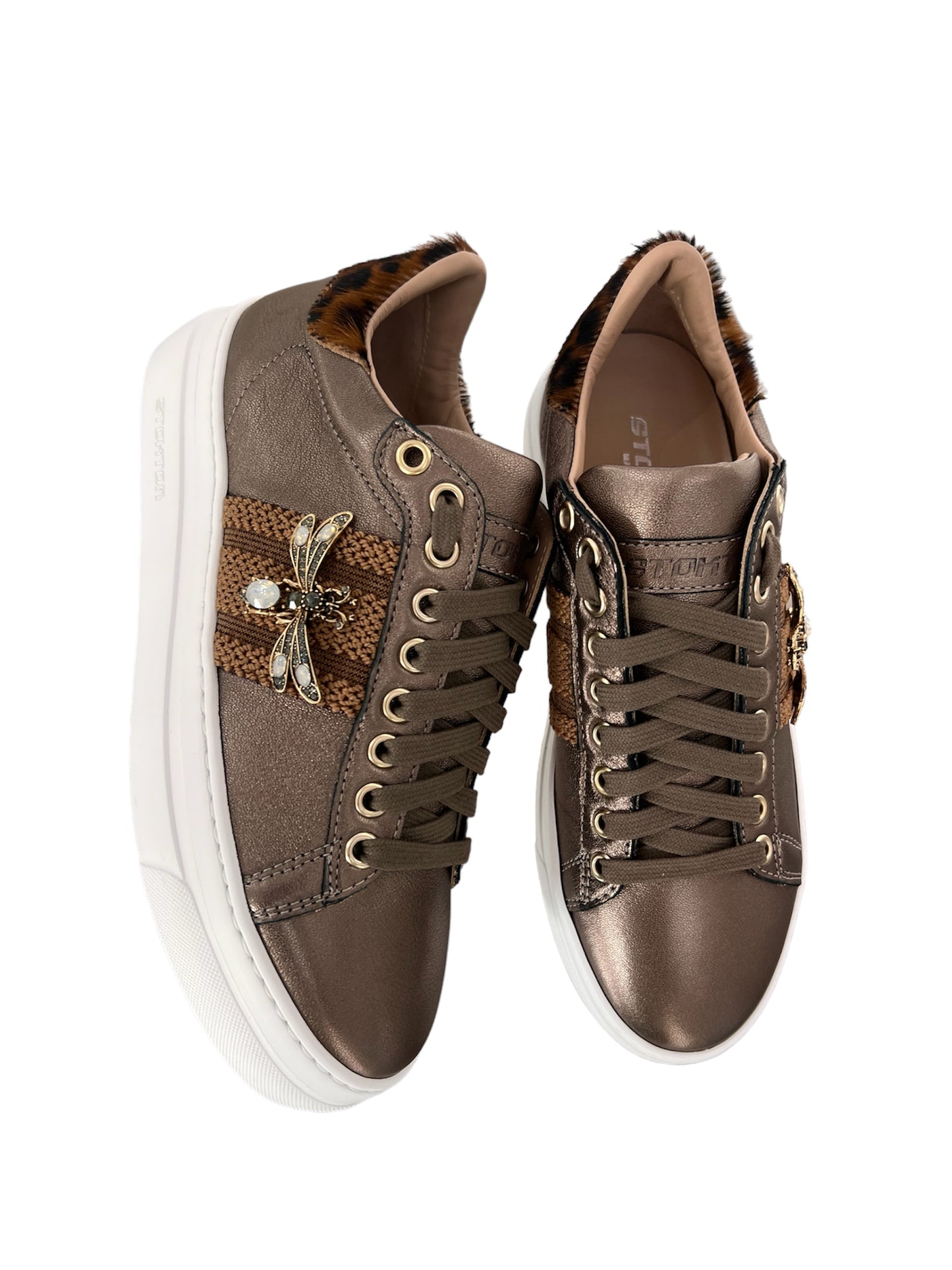 Sneakers Stokton bronzo con accessorio