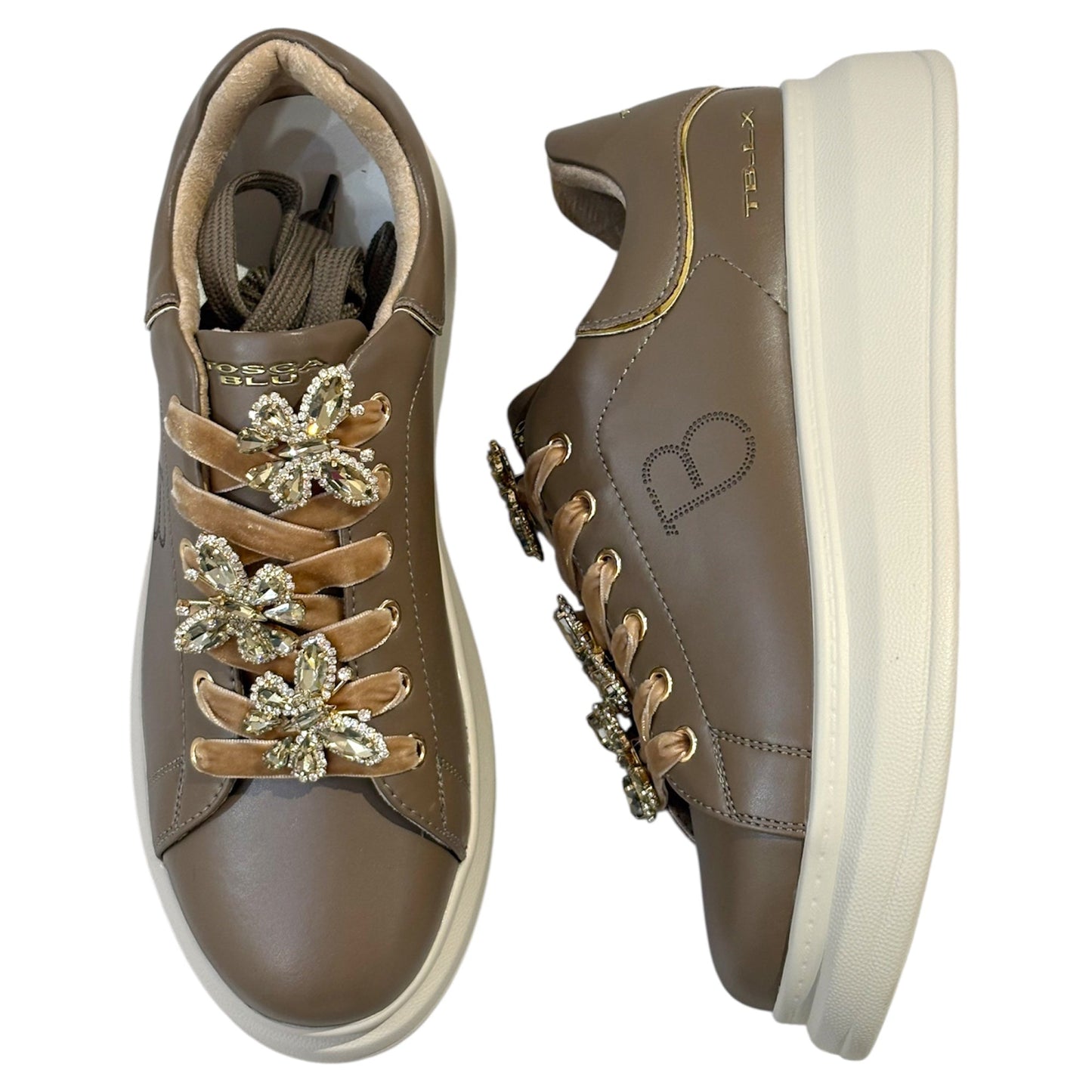 SNEAKERS TOSCA BLU FANGO CON FARFALLE