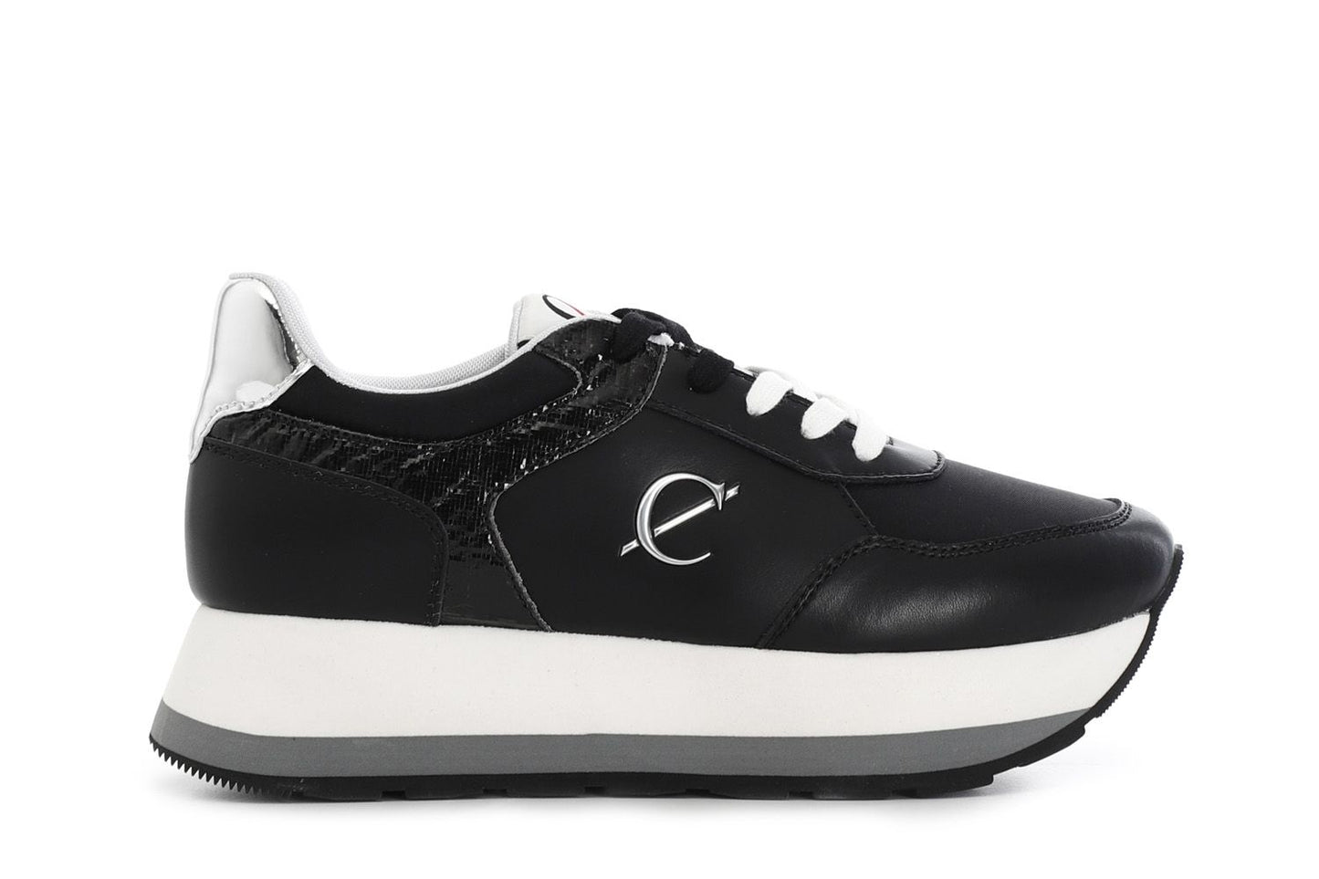 Sneakers cafenoir da donna con riporti laminati nero