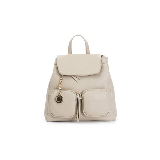 Zaino Cafenoir con tasche e charm in metallo beige