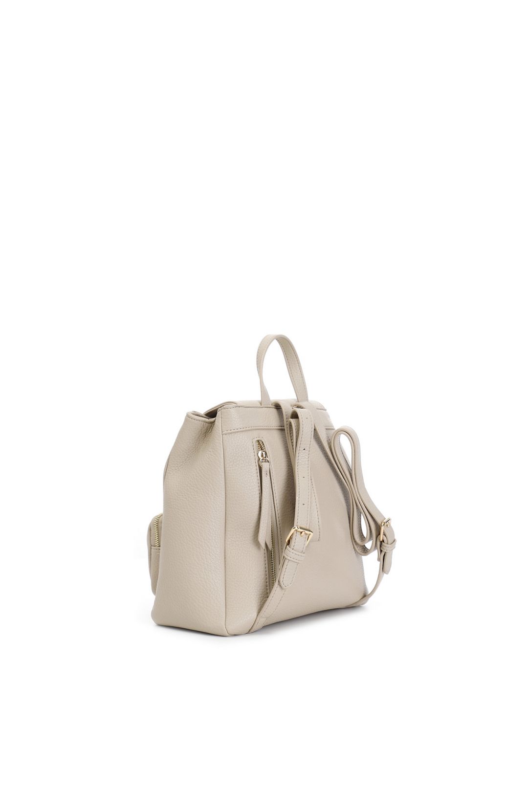 Zaino Cafenoir con tasche e charm in metallo beige