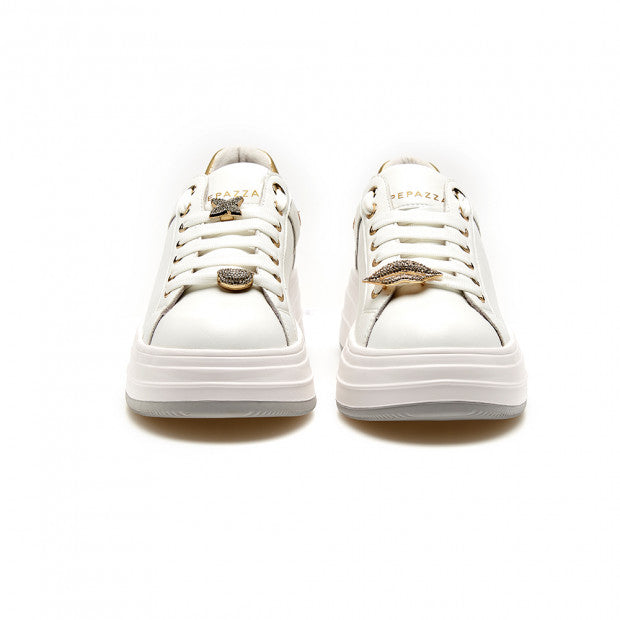 Sneakers Ape pazza bianco in pelle con labbra rimovibili