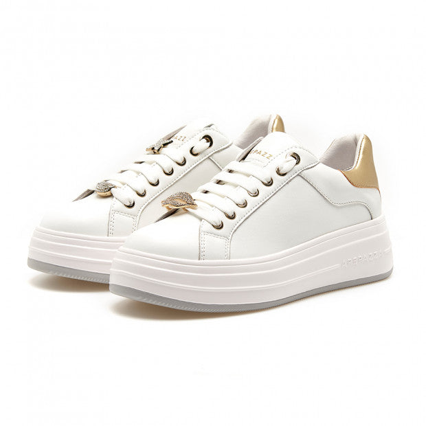 Sneakers Ape pazza bianco in pelle con labbra rimovibili